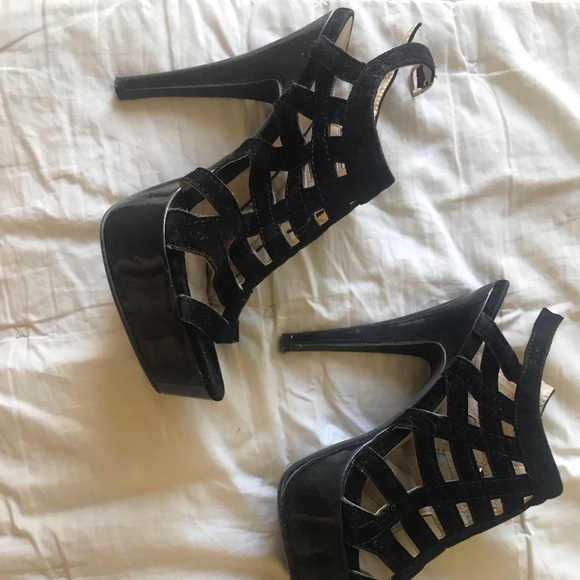 Strappy Black Heels - Picture 2 of 2